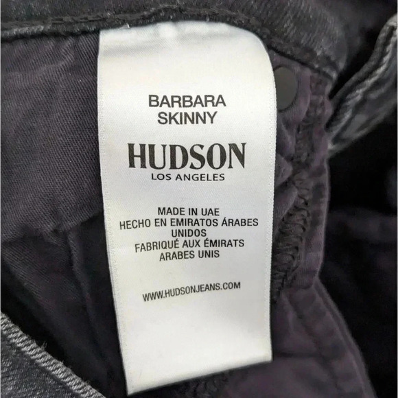 Hudson Size 26 Barbara Skinny Jeans Charcoal Raw Hem Stretchy Exposed Buttonfly - Picture 6 of 11